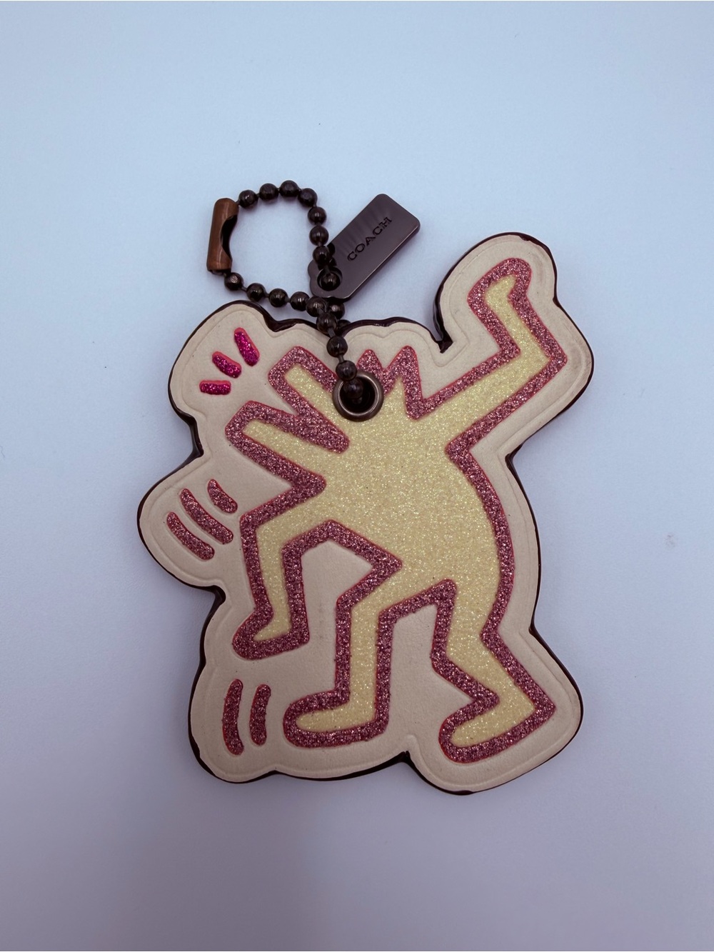 Coach x Keith Haring Glitter Dancing Figure Leather Bag Charm with Packaging